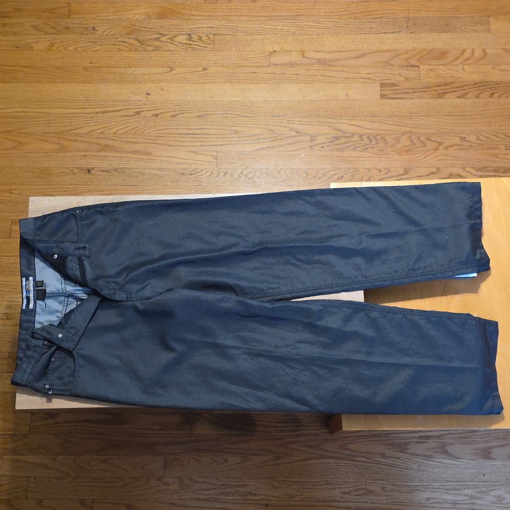 High Waisted Metallic Grey Trousers